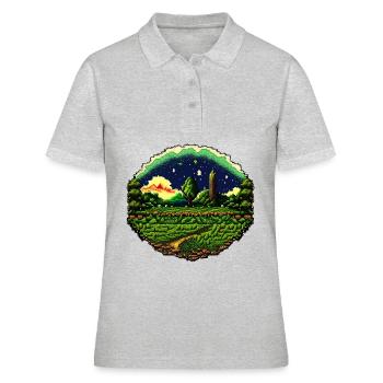 Verpixeltes Feld - Frauen Polo Shirt - Grau meliert - Vorne - Ailine (174cm)