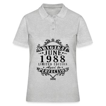 Juni 1988 Jahrestag Juni 1988 Juni - Frauen Polo Shirt - Grau meliert - Vorne - Ailine (174cm)