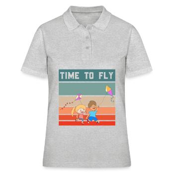 Drachensteigen | Hobby Flugdrachen Sport Geschenke - Frauen Polo Shirt - Grau meliert - Vorne - Ailine (174cm)