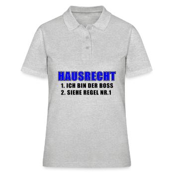 Hausrecht lustiger Spruch zu Hause - Frauen Polo Shirt - Grau meliert - Vorne - Ailine (174cm)