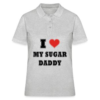 J’adore mon Sugar daddy - Polo Femme - gris chiné - Devant - Ailine (174cm)