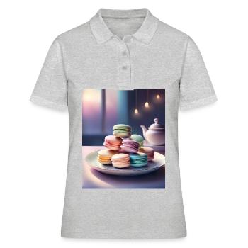Un tas de macarons français - Polo Femme - gris chiné - Devant - Ailine (174cm)