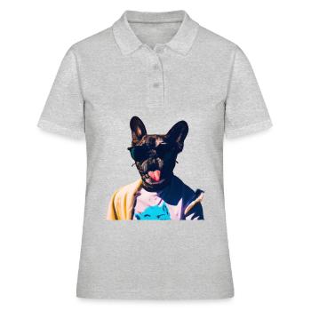 Drôle de chien avec la langue tendue - Polo Femme - gris chiné - Devant - Ailine (174cm)