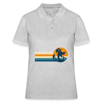 Papa Superdad Geschenk Vatertag - Frauen Polo Shirt - Grau meliert - Vorne - Ailine (174cm)