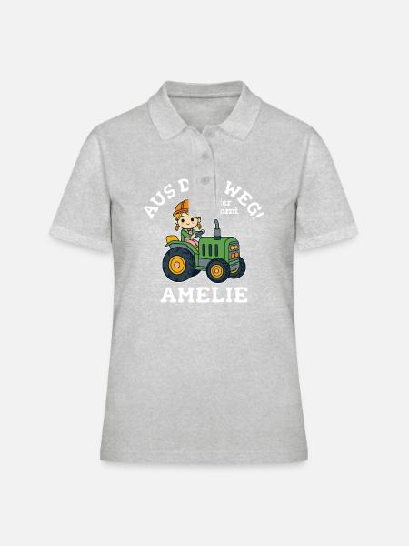 Amelie Name Traktor - Frauen Polo Shirt - Grau meliert