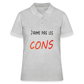 J’aime pas les cons - Polo Femme - gris chiné - Devant - Ailine (174cm)