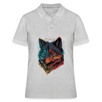 Une œuvre d’art de loup pour tous les passionnés de la forêt - Polo Femme - gris chiné - Devant - Ailine (174cm)
