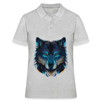 Une œuvre d’art de loup pour tous les passionnés d’animaux - Polo Femme - gris chiné - Devant - Ailine (174cm)