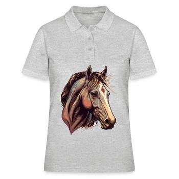 Bel étalon - Polo Femme - gris chiné - Devant - Ailine (174cm)