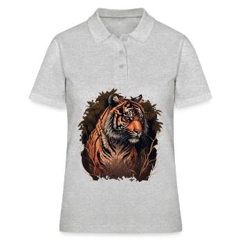 Tigre dans les bois - Polo Femme - gris chiné - Devant - Ailine (174cm)
