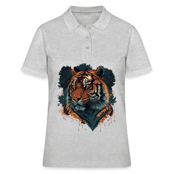 Conception de tigre plat - Polo Femme - gris chiné - Devant - Ailine (174cm)