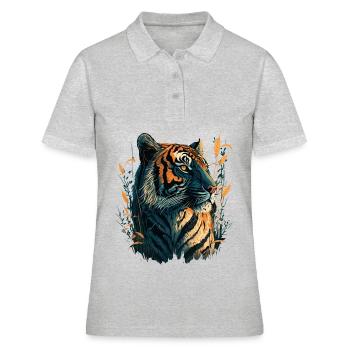 Tigre en High Gras - Polo Femme - gris chiné - Devant - Ailine (174cm)
