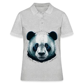 Realistischer Pandakopf - Frauen Polo Shirt - Grau meliert - Vorne - Ailine (174cm)