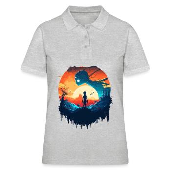 Diese Welt - Frauen Polo Shirt - Grau meliert - Vorne - Ailine (174cm)