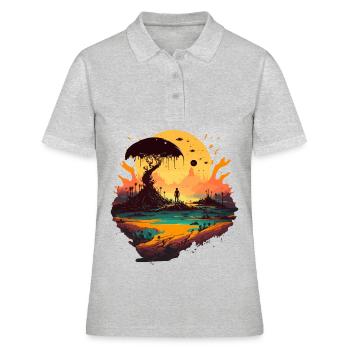Fremde Gesellschaft - Frauen Polo Shirt - Grau meliert - Vorne - Ailine (174cm)