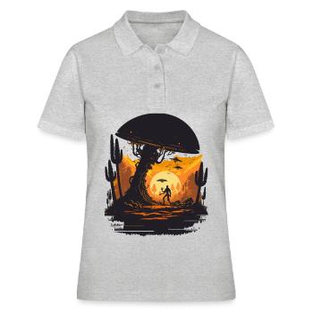 Nicht von dieser Welt - Frauen Polo Shirt - Grau meliert - Vorne - Ailine (174cm)