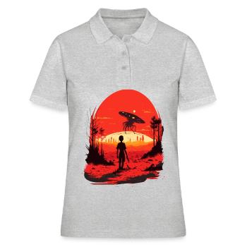Alternative Realität - Frauen Polo Shirt - Grau meliert - Vorne - Ailine (174cm)