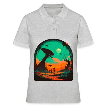 Les extraterrestres sont Everywere - Polo Femme - gris chiné - Devant - Ailine (174cm)
