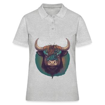 Tibetischer Yak - Frauen Polo Shirt - Grau meliert - Vorne - Ailine (174cm)