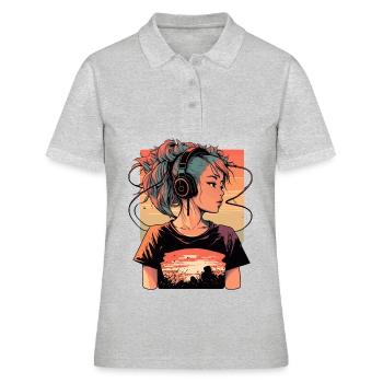 Lo-Fi Fille - Polo Femme - gris chiné - Devant - Ailine (174cm)