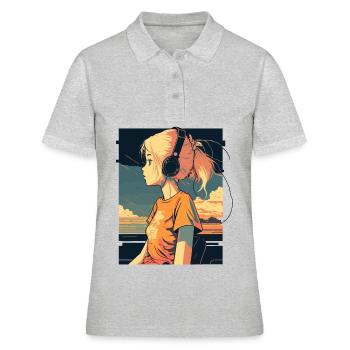 Fille d’anime rétro - Polo Femme - gris chiné - Devant - Ailine (174cm)