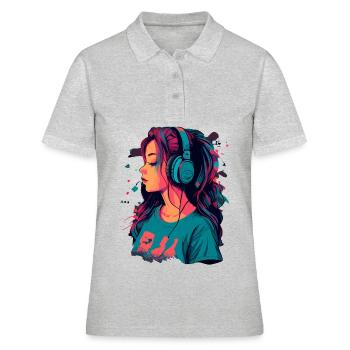 Lo Fi - Polo Femme - gris chiné - Devant - Ailine (174cm)
