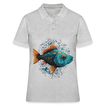 Fish Illustration - Women's Polo Shirt - heather grey - Front - Ailine (174cm)