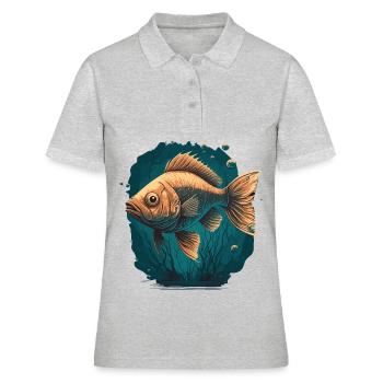 Illustration de poissons d’eau profonde - Polo Femme - gris chiné - Devant - Ailine (174cm)