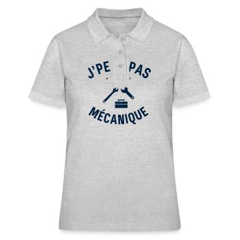 J peux pas j ai mécanique - Polo Femme - gris chiné - Devant - Ailine (174cm)