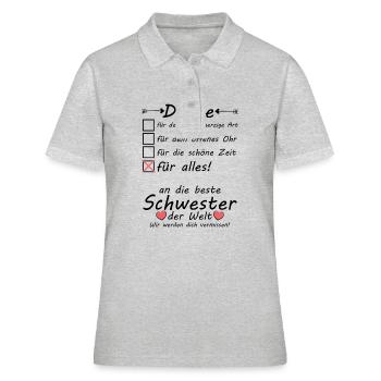 Schwester zieht aus Auszug Danke zum Abschied - Frauen Polo Shirt - Grau meliert - Vorne - Ailine (174cm)
