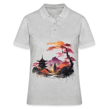 Paysage asiatique - Polo Femme - gris chiné - Devant - Ailine (174cm)