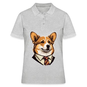 Formale Corgi-Illustration - Frauen Polo Shirt - Grau meliert - Vorne - Ailine (174cm)