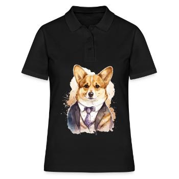 Corgi Charmanter Hund - Frauen Polo Shirt - Schwarz - Vorne - Ailine (174cm)