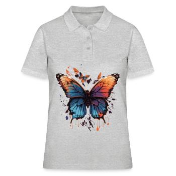 Colorful Butterfly - Women's Polo Shirt - heather grey - Front - Ailine (174cm)