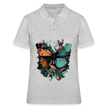 Énorme papillon - Polo Femme - gris chiné - Devant - Ailine (174cm)
