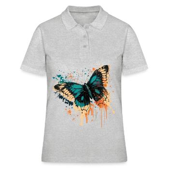 Butterfly Design - Women's Polo Shirt - heather grey - Front - Ailine (174cm)