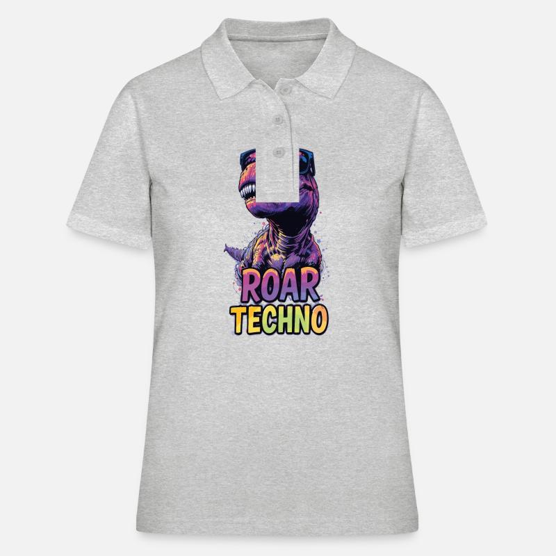 T-Rex - Roar TECHNO - Polo Femme - gris chiné