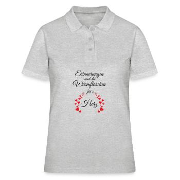 Erinnerungen sind die Wärmflaschen für´s Herz - Frauen Polo Shirt - Grau meliert - Vorne - Ailine (174cm)