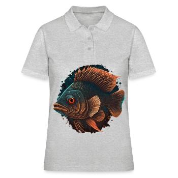 Illustration de poissons d’eau profonde - Polo Femme - gris chiné - Devant - Ailine (174cm)