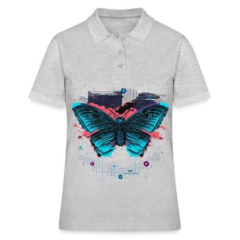 Papillon Ailes illuminées - Polo Femme - gris chiné - Devant - Ailine (174cm)
