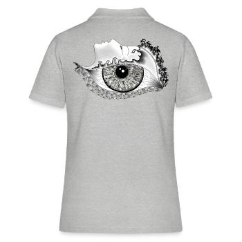Großes Auge , schwarz, realistisch - Frauen Polo Shirt - Grau meliert - Hinten - Ailine (174cm)