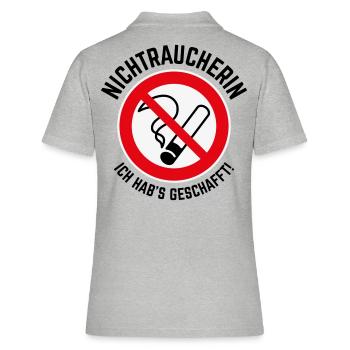 Nichtraucherin – Ich Hab’s Geschafft! (3C / B) - Frauen Polo Shirt - Grau meliert - Hinten - Ailine (174cm)