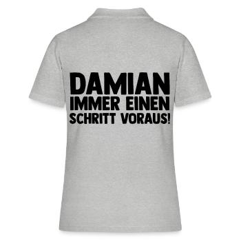Vorname Damian - Frauen Polo Shirt - Grau meliert - Hinten - Ailine (174cm)