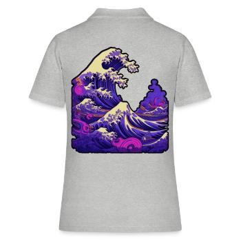 Tsunami wave japanese art, low colour palette - Polo Femme - gris chiné - Dos - Ailine (174cm)
