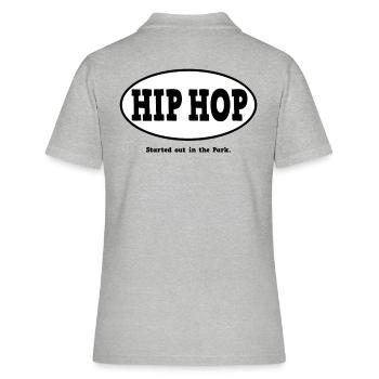 Begonnen im Park. Hip Hop - Frauen Polo Shirt - Grau meliert - Hinten - Ailine (174cm)