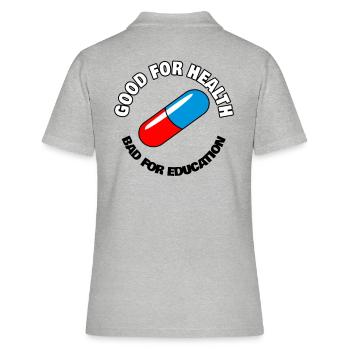 Capsule avec le slogan Good for health - Polo Femme - gris chiné - Dos - Ailine (174cm)