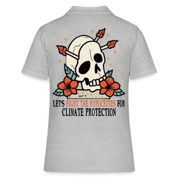 Crâne et roses pour la protection de l’environnement Protection du climat - Polo Femme - gris chiné - Dos - Ailine (174cm)