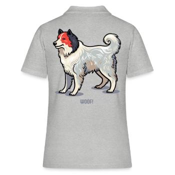Wuff – Japanischer Hund - Frauen Polo Shirt - Grau meliert - Hinten - Ailine (174cm)