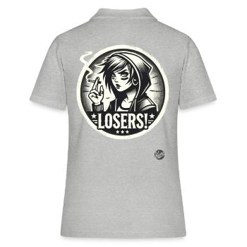 Edgy Alternative Goth Punk Girl : Losers - Polo Femme - gris chiné - Dos - Ailine (174cm)