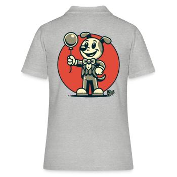 Schick gekleideter Hund mit einem Ballon - Frauen Polo Shirt - Grau meliert - Hinten - Ailine (174cm)